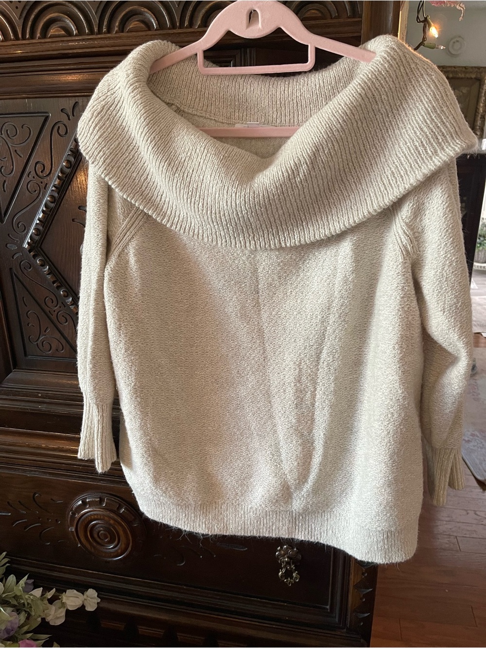 J. Jill Cream Cowl-Neck Sweater